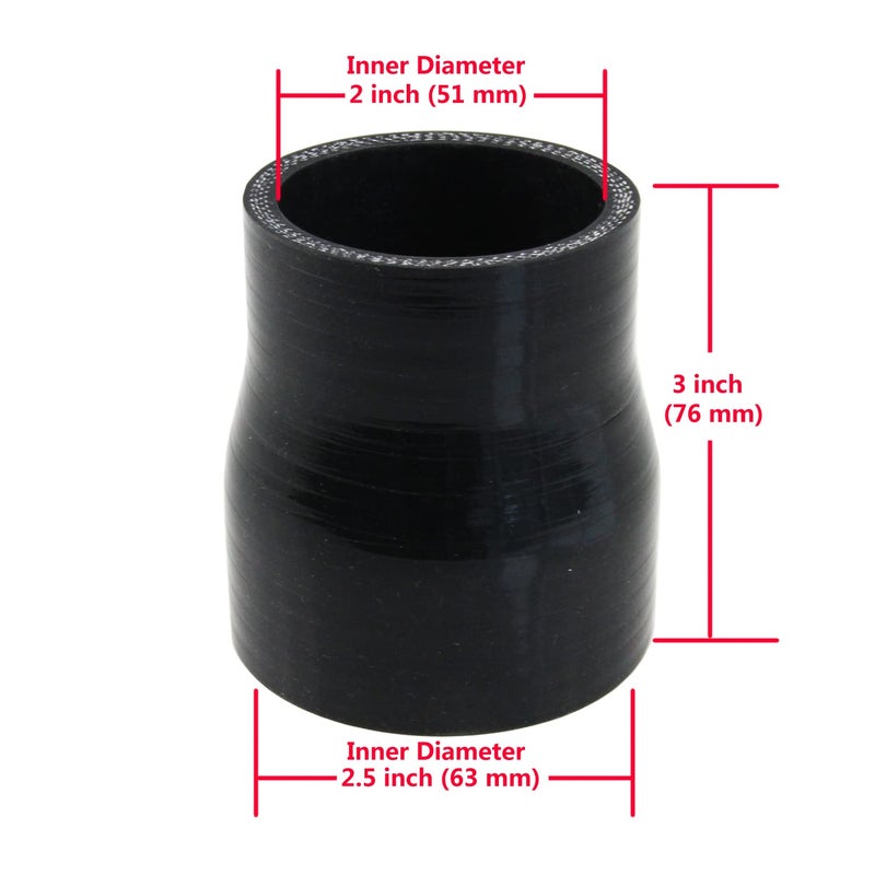 Ucreative 4-Ply Straight Coupler Silicone Hose ID 2.0 inch to 2.5 inch (51mm to 63mm) - Image 2